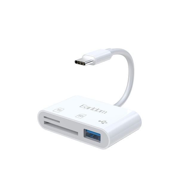Earldom 3-in-1 USB-C OTG Card Reader – SD/TF + USB-A, for Android, iPhone 15/16, Laptops, Tablets