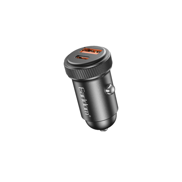Earldom 30W PD + USB Car Charger – USB-C PD30W & USB-A QC30, Aluminum Alloy, 12-24V Input