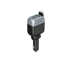 Earldom 65W Car Charger – PD45W + USB-A + Retractable USB-C, Digital Display, 180° Rotation