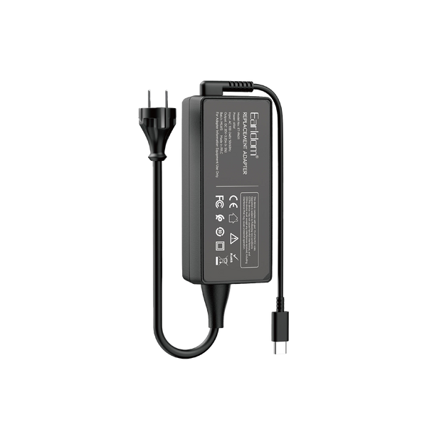 Earldom 65W USB-C Laptop Power Adapter – PD Fast Charging, 100-240V, 1.8M Cable, EU/UK Plug Options