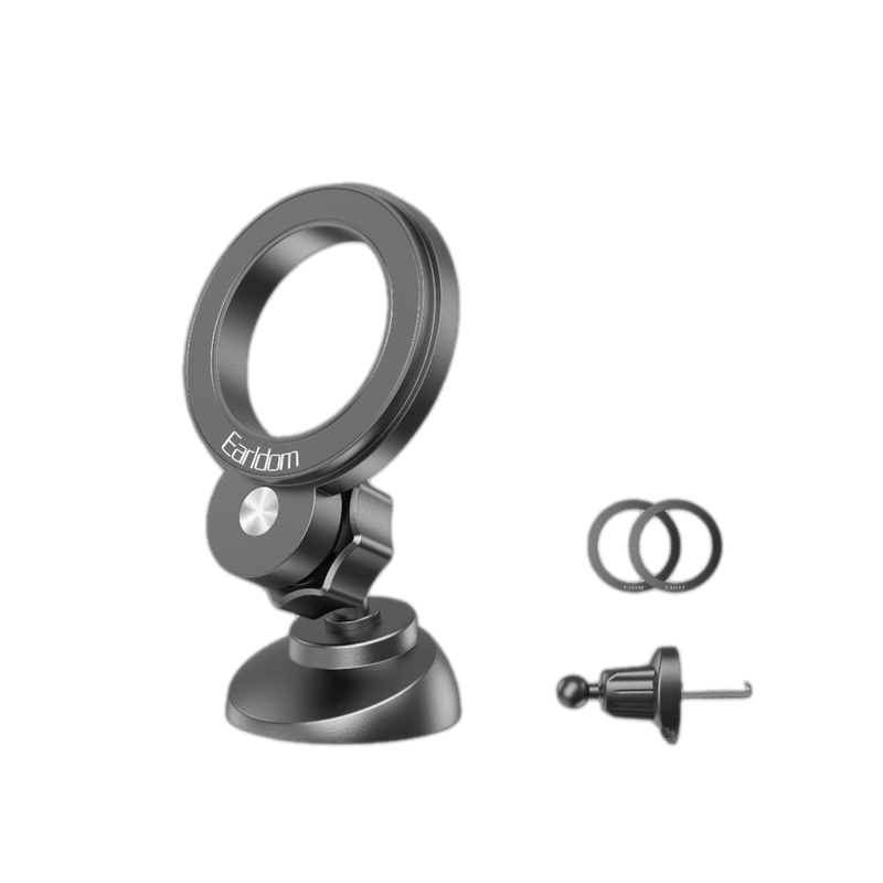 Earldom ET-EH322 magnetic car holder with suction base, vent clip and metal rings
