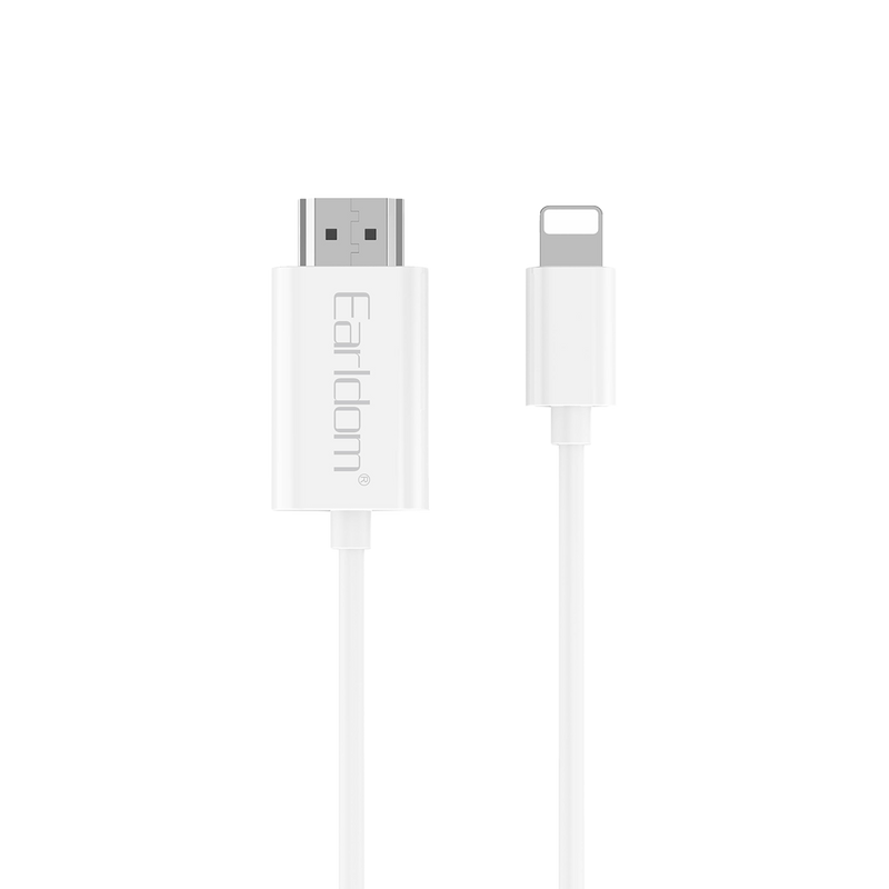 Earldom ET-W33 white Lightning to HDMI cable, HDMI and Lightning plugs