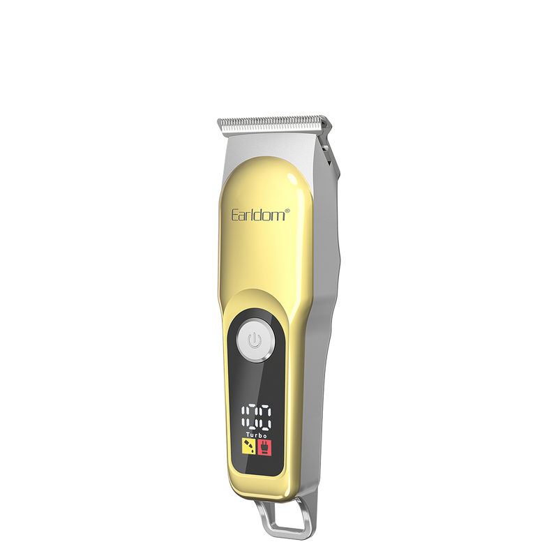 Earldom ET-HC08 gold hair clipper with LED display, front view