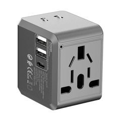Earldom Universal Travel Adapter with 2 USB and 1 USB-C Ports (EU/US/UK)