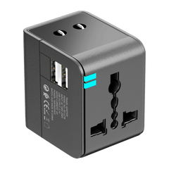 Earldom Universal Travel Adapter with 2 USB Ports (EU/US/UK) – Black