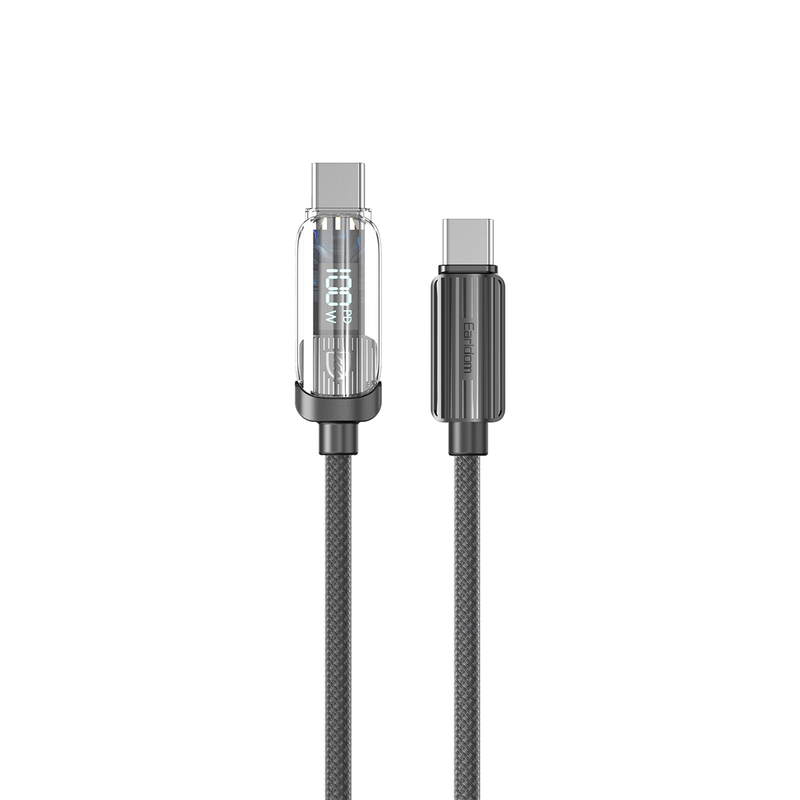 Earldom EC-189C-C USB-C cable with transparent plug and digital wattage display