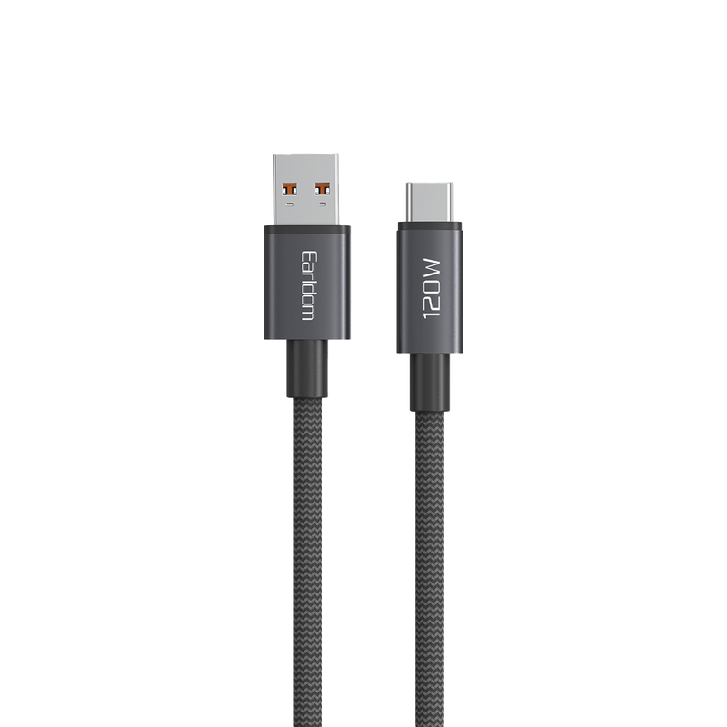 Earldom EC-211C black braided USB to USB-C 120W cable