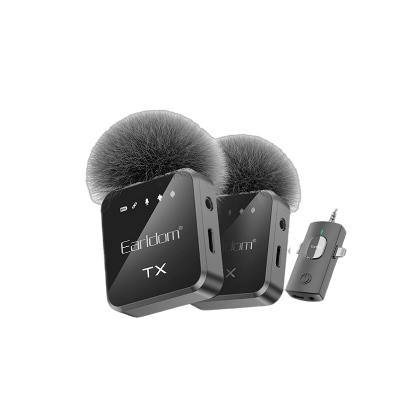 Earldom ET-MC13 dual TX wireless mics with fur windscreens and receiver