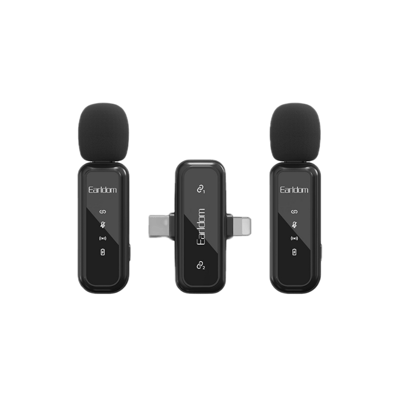 Earldom ET-MC17 dual wireless lavalier mics with 2-in-1 receiver
