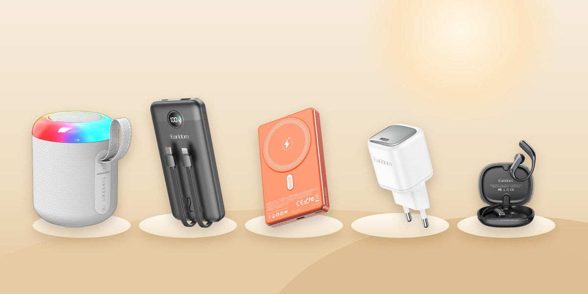 Earldom speaker, power banks, EU-plug charger and earbuds for wholesale import to Egypt