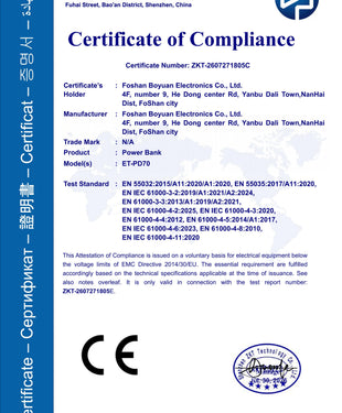 Earldom Power Bnak Certificate of Compliance