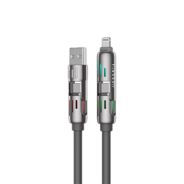 Earldom 1.2M 3-in-1 Universal Charging Cable – USB to Lightning, USB-C, 240W USB-C to USB-C, Zinc Alloy + Silicone