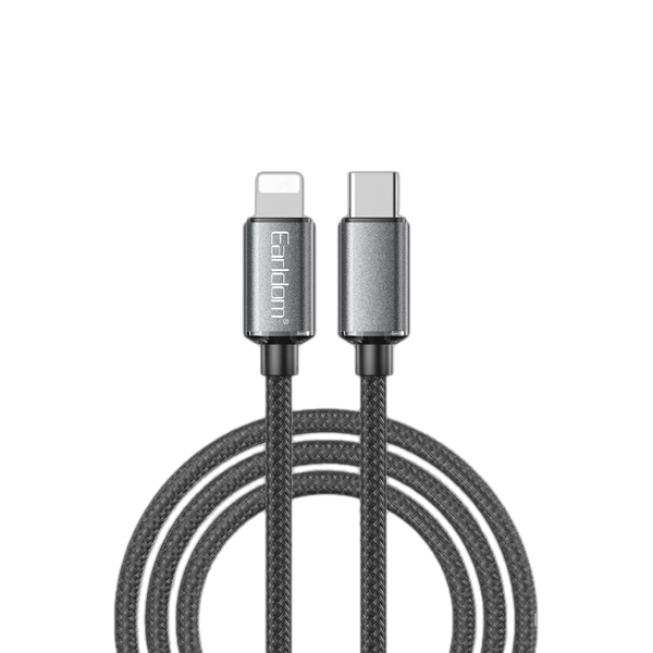 Earldom 1.2M USB-C to USB-C/L PD60W Fast Charging Cable – Braided Nylon, Durable, Data Sync – Black