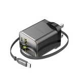Earldom 100W GaN Charger with Retractable USB-C Cable (UK Plug)