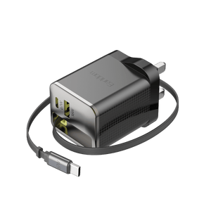 Earldom 100W GaN Charger with Retractable USB-C Cable (UK Plug)