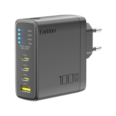 Earldom 100W GaN Charger (4-Port PD, Smart Display)