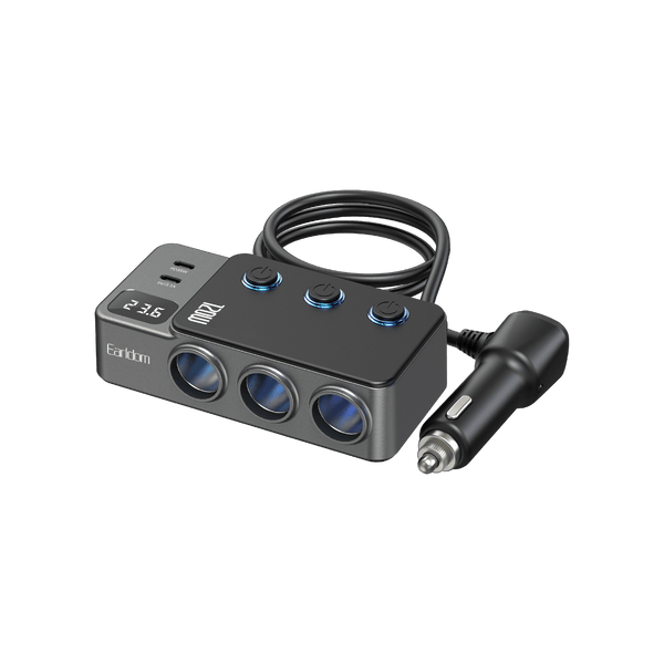 EARLDOM 120W 3USB+2PD 3socket car charger