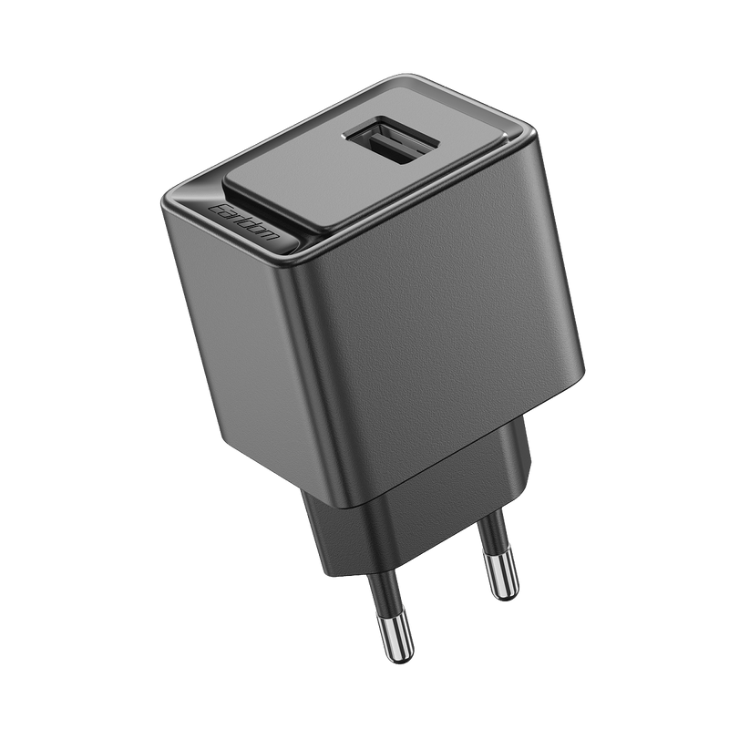 Earldom ES-EU43 black single USB-A travel charger with EU plug
