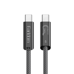 Earldom Thunderbolt 5 USB-C Cable – 240W PD, 120Gbps, 8K Display, 1M/2M, Pure Copper + Aluminum – Black/Silver