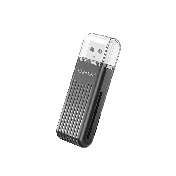 Earldom 2-in-1 USB Card Reader – SD + TF Card Slots, USB 2.0, Plug & Play for PC, Laptop, Mac