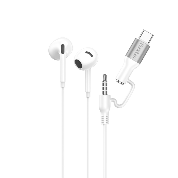 Earldom 2-in-1 Wired Earbuds – 3.5mm & USB-C Adapter, Hi-Fi Stereo Sound with Microphone