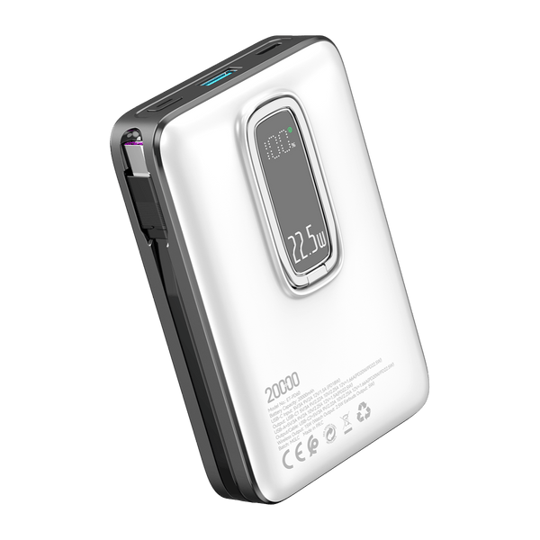 Earldom 20000mAh 3-in-1 MagSafe Power Bank – Wireless Charging + Built-in Cables + Phone Stand