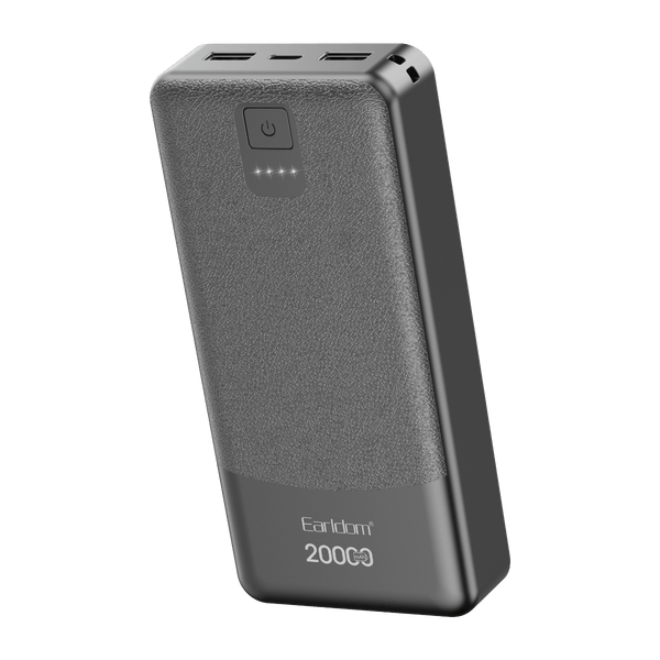 Earldom Power Bank with LCD Display – Dual USB-A + USB-C, 3-Input Charging
