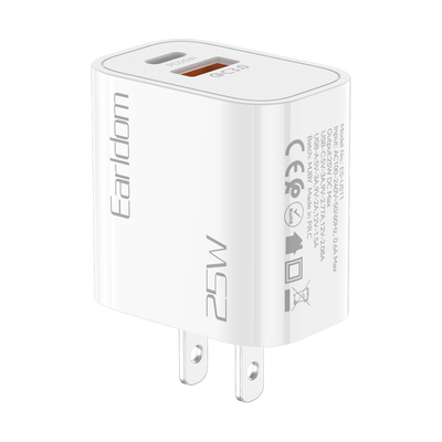 Earldom 25W PD USB-C Charger with USB-A Port (US Plug)