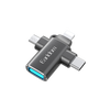Earldom 3-in-1 OTG Adapter – USB-C + Lightning + Micro USB to USB-A, Aluminum Alloy, for iPhone, Android, Tablets