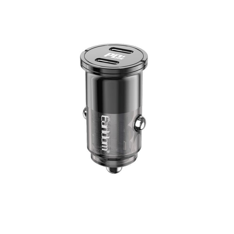 Earldom ES-CC45 dual USB-C car charger with smoky transparent zinc alloy body
