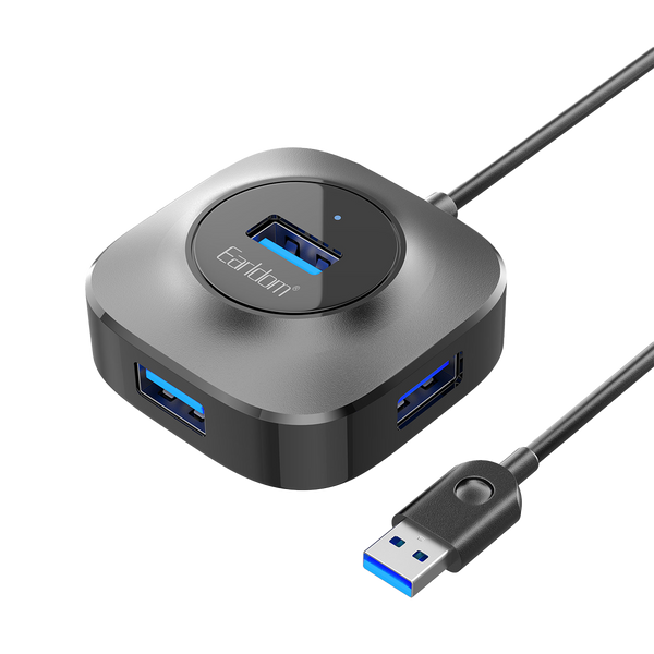 Earldom 4-Port USB 2.0 Hub – ABS Housing, Plug & Play, for Laptops, Desktops, and USB Devices