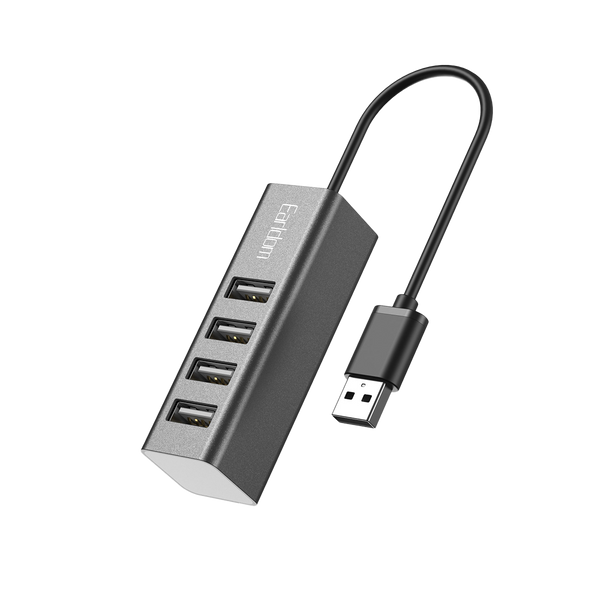 Earldom 4-Port USB 2.0 Hub – Aluminum Alloy Housing, Plug & Play, for Laptops, Desktops, USB Devices
