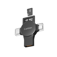 Earldom 5-in-1 OTG Card Reader – SD/TF + USB + USB-C + Lightning, for iPhone, Android, PC, Mac