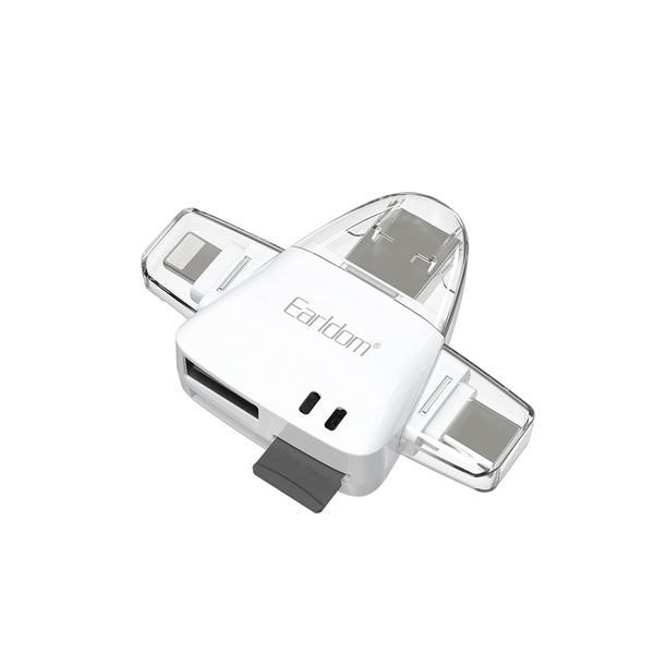 Earldom 6-in-1 OTG Card Reader – SD/TF + USB + USB-C + Lightning + Micro USB, for iPhone, Android, PC, Mac