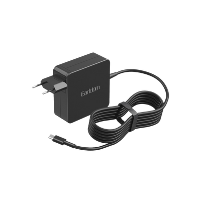 Earldom 65W USB-C Laptop Power Adapter – PD 3.0, 100-240V, 1.2M Cable, EU/UK Plug, Compact Design