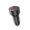 Earldom 65W Triple-Port Car Charger – 2 USB-C PD (35W+30W) + USB-A QC30, PC Material, 12-24V Input