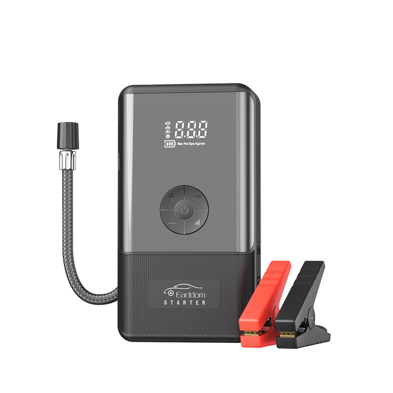 Earldom ET-JS02 jump starter and tire inflator with air hose and clamps