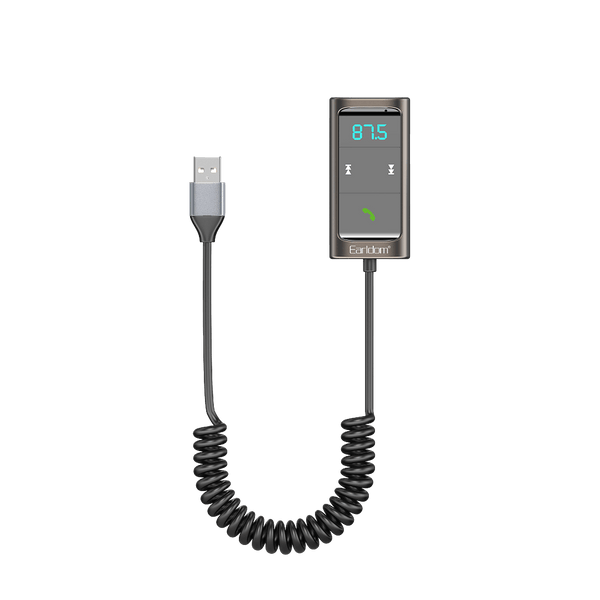 Earldom Bluetooth 5.0 FM Transmitter – Digital Display, TF Card & USB Playback, Hands-Free Calling, AUX Output for Car Stereo