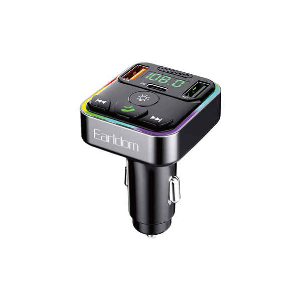 Earldom Bluetooth FM Transmitter – Dual USB Ports, 3.1A Total Output, Hands-Free Calling for Car Radio & Stereo
