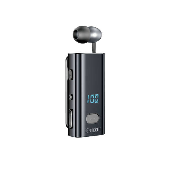 Earldom Clip-On Bluetooth Headset – Lightweight 15H Playtime, USB-C, Hands-Free Calling for Work & Travel
