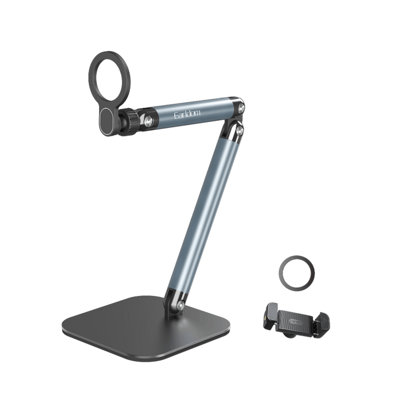 Earldom ET-EH300 MagSafe desktop stand with dual arm, phone clamp and ring