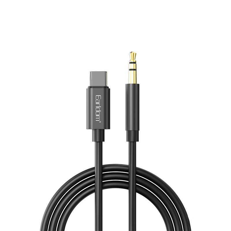 Earldom ET-AC01 black USB-C to 3.5mm audio cable, coiled