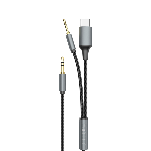 Earldom 2-in-1 3.5mm to USB-C Audio Cable – 1.2M, Aluminum Alloy + Braided, for Android, iPhone 16/17, Laptops