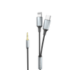 Earldom 2-in-1 3.5mm to Lightning + USB-C Audio Cable – 1.2M, Braided, Aluminum Alloy, for iPhone, iPad, Android