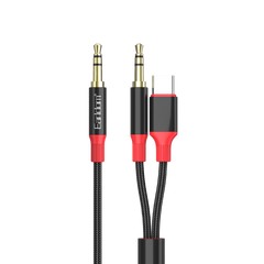 Earldom 2-in-1 3.5mm to USB-C + 3.5mm Audio Cable – 1.2M, Metal + Nylon, for Android, iPhone 15/16, Laptops