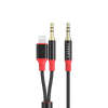 Earldom 2-in-1 3.5mm to Lightning + 3.5mm Audio Cable – 1.2M, Metal + Nylon, for iPhone, iPad, iOS Devices