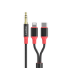 Earldom 2-in-1 3.5mm to Lightning + USB-C Audio Cable – 1.2M, Metal + Nylon, for iPhone, iPad, Android, Laptops