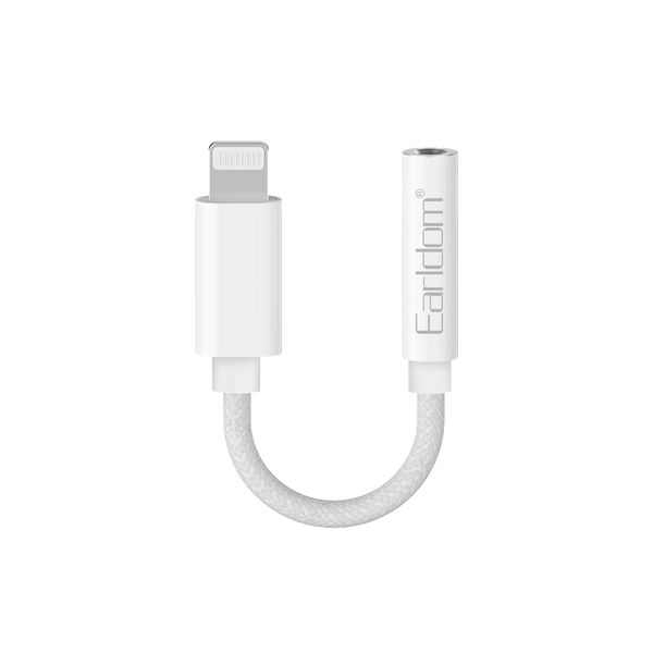 Earldom Lightning to 3.5mm Audio Adapter – Braided Cable, Built-in Mic, for iPhone, iPad, iOS Devices