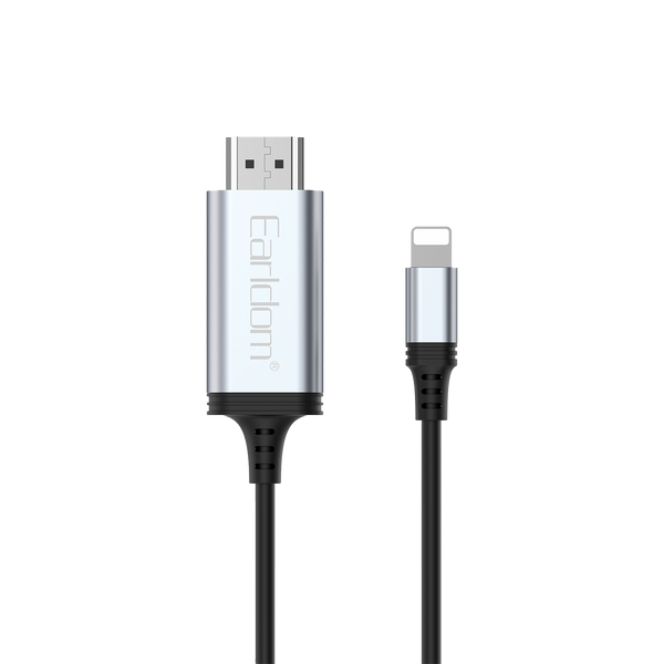 Earldom Lightning to HDMI Cable – 4K@60Hz, 2M, TPE + Aluminum Alloy, for iPhone, iPad, iOS Devices