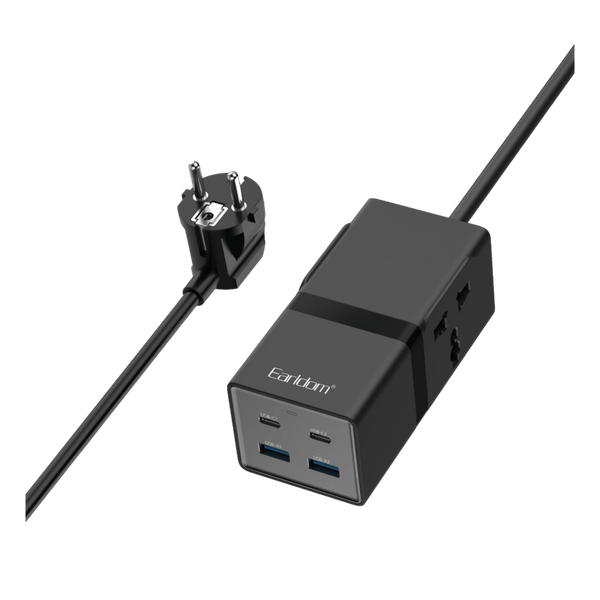 Earldom Power Strip with 2 PD and 2 USB-C Ports – Universal Socket (EU Plug)